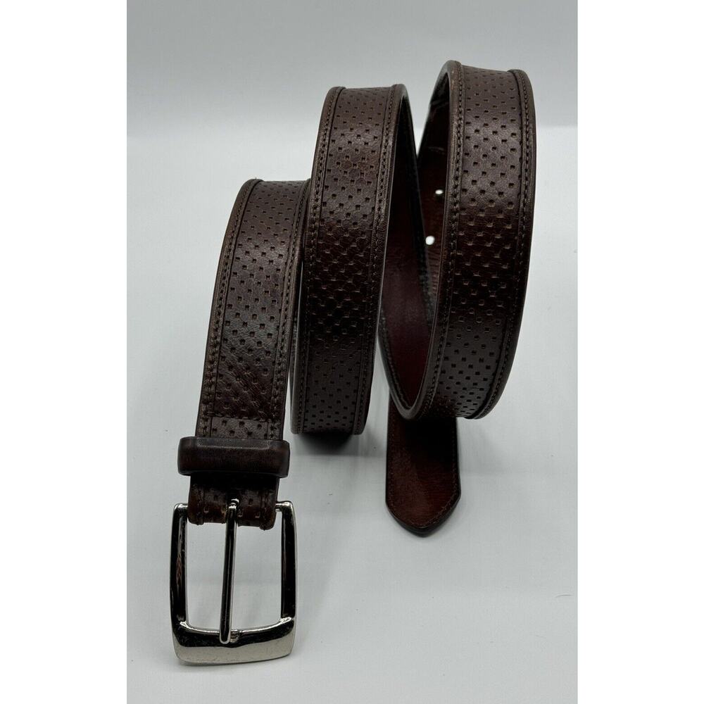 Bosca Brown Perforated Leather 1" Wide Casual Dress Men's Belt Size 42